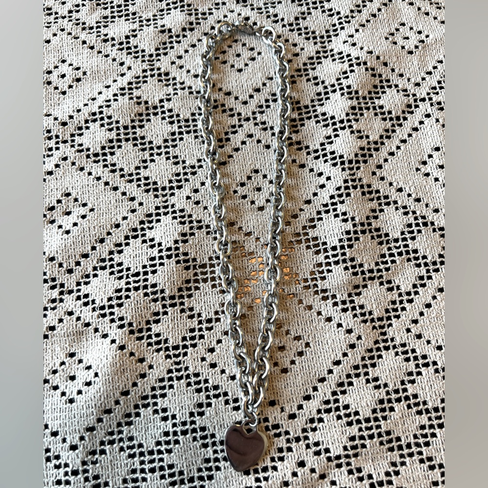 Silver Heart Pendant Chain Necklace - Women Jewelry
